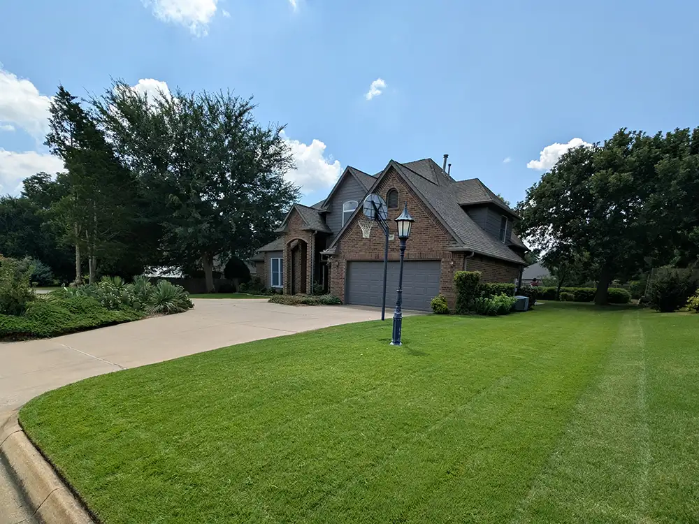 a house with a maintained lawn